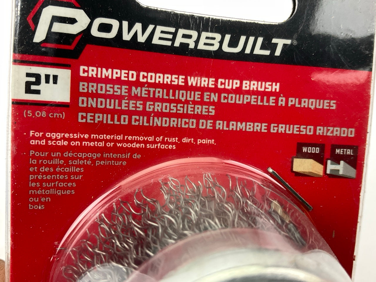 Powerbuilt 642629 2'' Coarse Crimped Wire Cup Brush For Removing Rust Or Paint