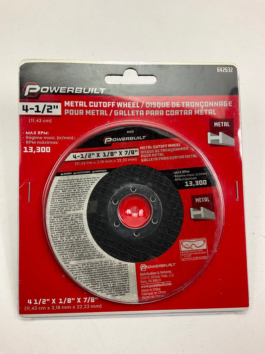Powerbuilt 642632 4-1/2'' Flat Metal Cutting Wheel