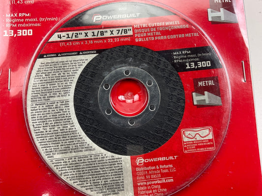 Powerbuilt 642632 4-1/2'' Flat Metal Cutting Wheel