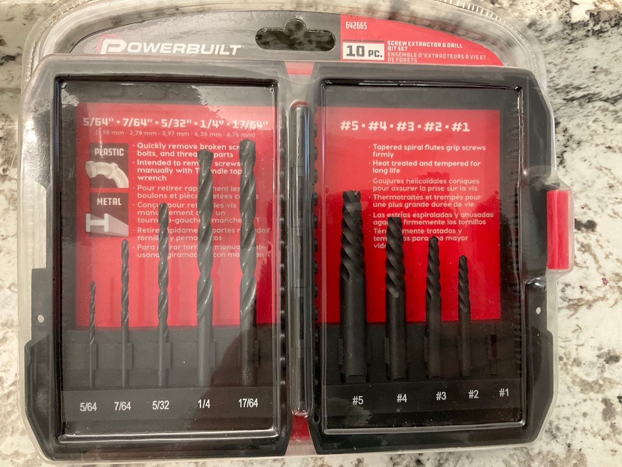 Powerbuilt 642665 10 Piece Drill And Screw Extractor Tool Set