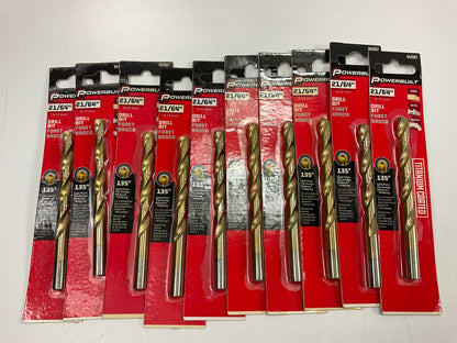 (10) Powerbuilt 642667 21/64'' Titanium Coated Drill Bits