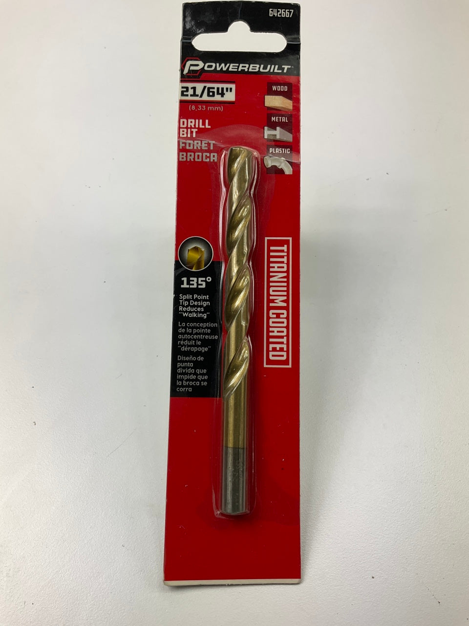 Powerbuilt 642667 21/64'' Titanium Coated Drill Bit