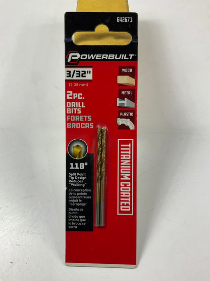 Powerbuilt 642671 3/32'' Titanium Drill Bit - 2 Pack
