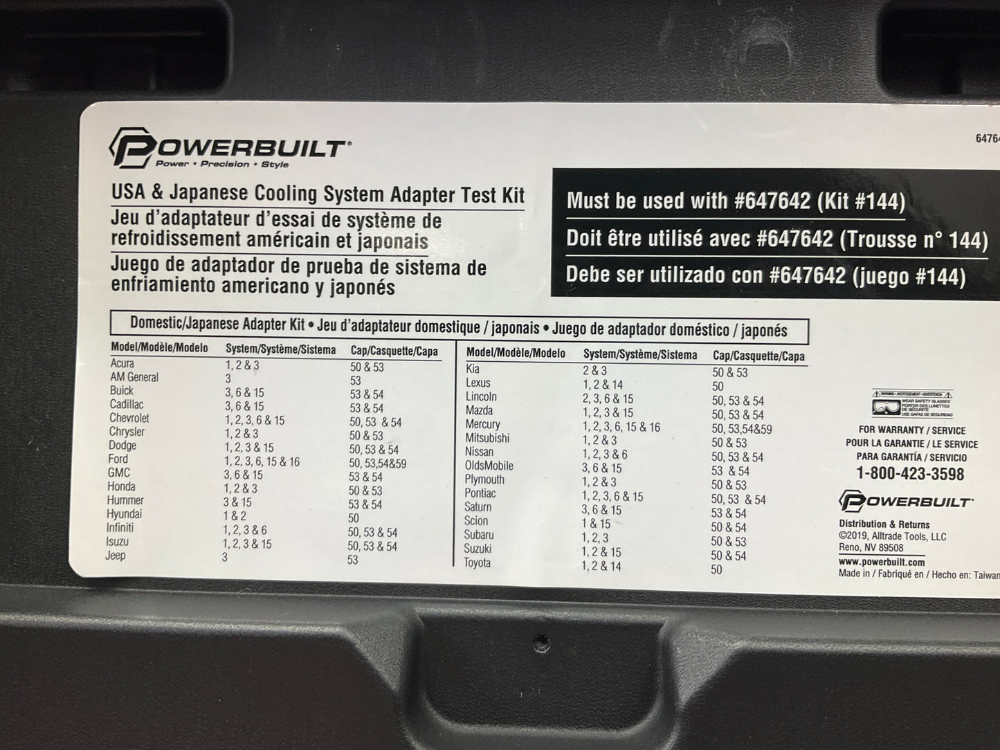 Powerbuilt 647643 USA & Japanese Cooling System Adapter Test Kit Use With 647642