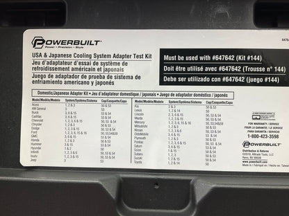 Powerbuilt 647643 USA & Japanese Cooling System Adapter Test Kit Use With 647642