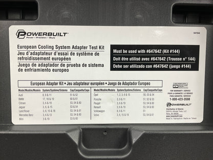Powerbuilt 647644 European Radiator Pressure Tool Cooling System Adapter Kit