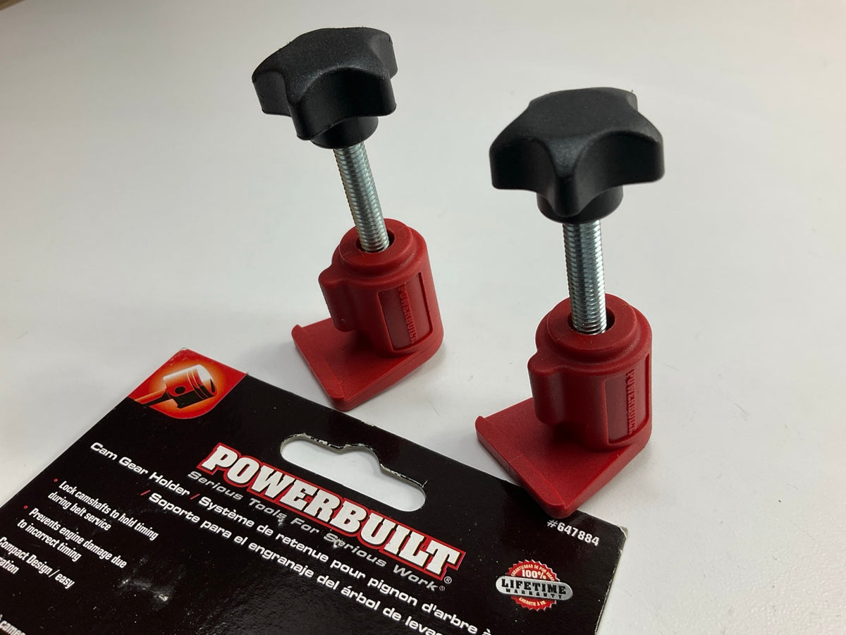 Powerbuilt 647884 2-Piece Cam Gear Holder Tool Set, Timing Gear Clamp