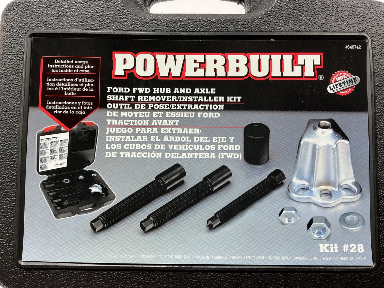 Powerbuilt 648742 8 Pc Ford/Mercury FWD Front Hub Remover And Installer Tool Kit