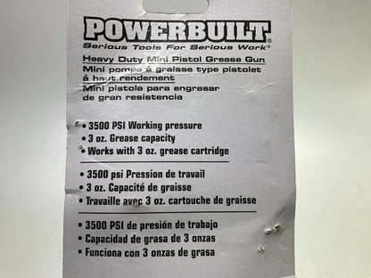 Powerbuilt 648755 Mini Pistol Grip Grease Gun With 6 Inch Extension Pipe