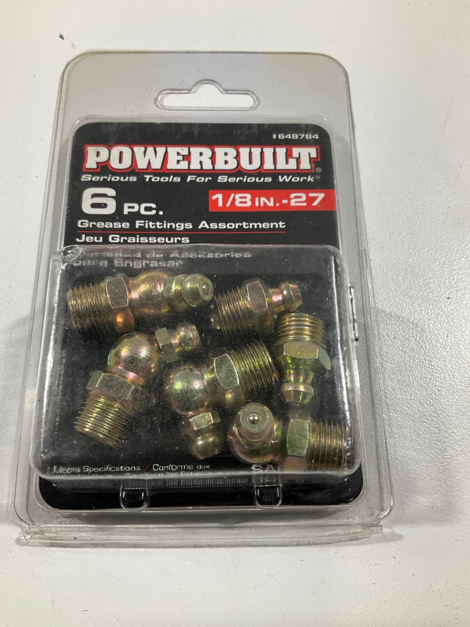 Powerbuilt 648784 6 Piece 1/8 In.-27 Grease Gun Fitting Set