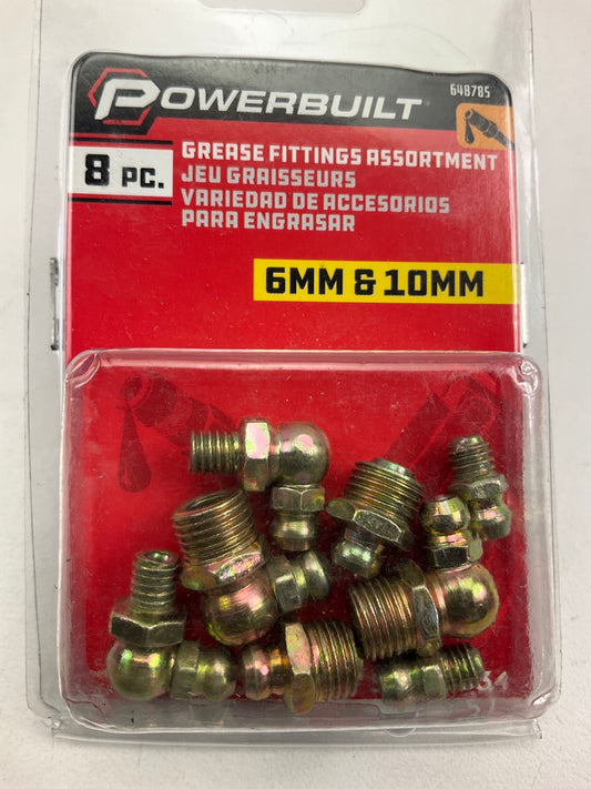 Powerbuilt 648785 Metric 6 & 10mm Grease Fitting Assortment - Pack Of 8