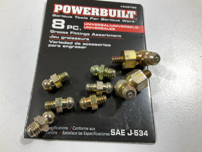 Powerbuilt 648786 Grease Zirk Fittings, 8-pcs, 3/16'', 1/4'', 3/16'' 90 Degree