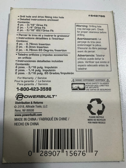 Powerbuilt 648786 Grease Zirk Fittings, 8-pcs, 3/16'', 1/4'', 3/16'' 90 Degree