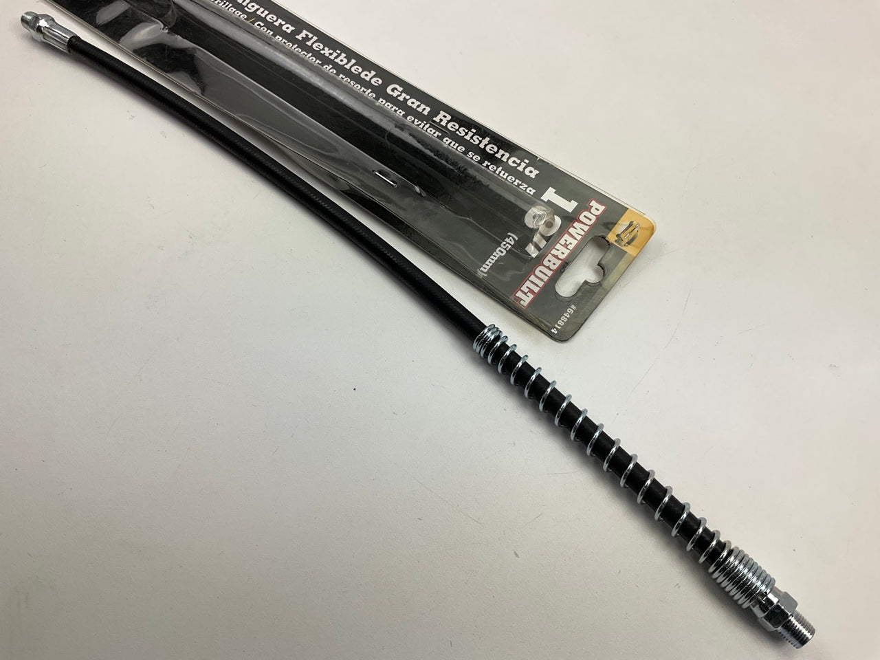 Powerbuilt 648814 18 In. Heavy-Duty Grease Gun Flex Hose With Spring Protector