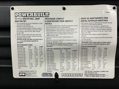 Powerbuilt 940581 Master Ball Joint Adapter Tool Set Remove & Install Ball Joint
