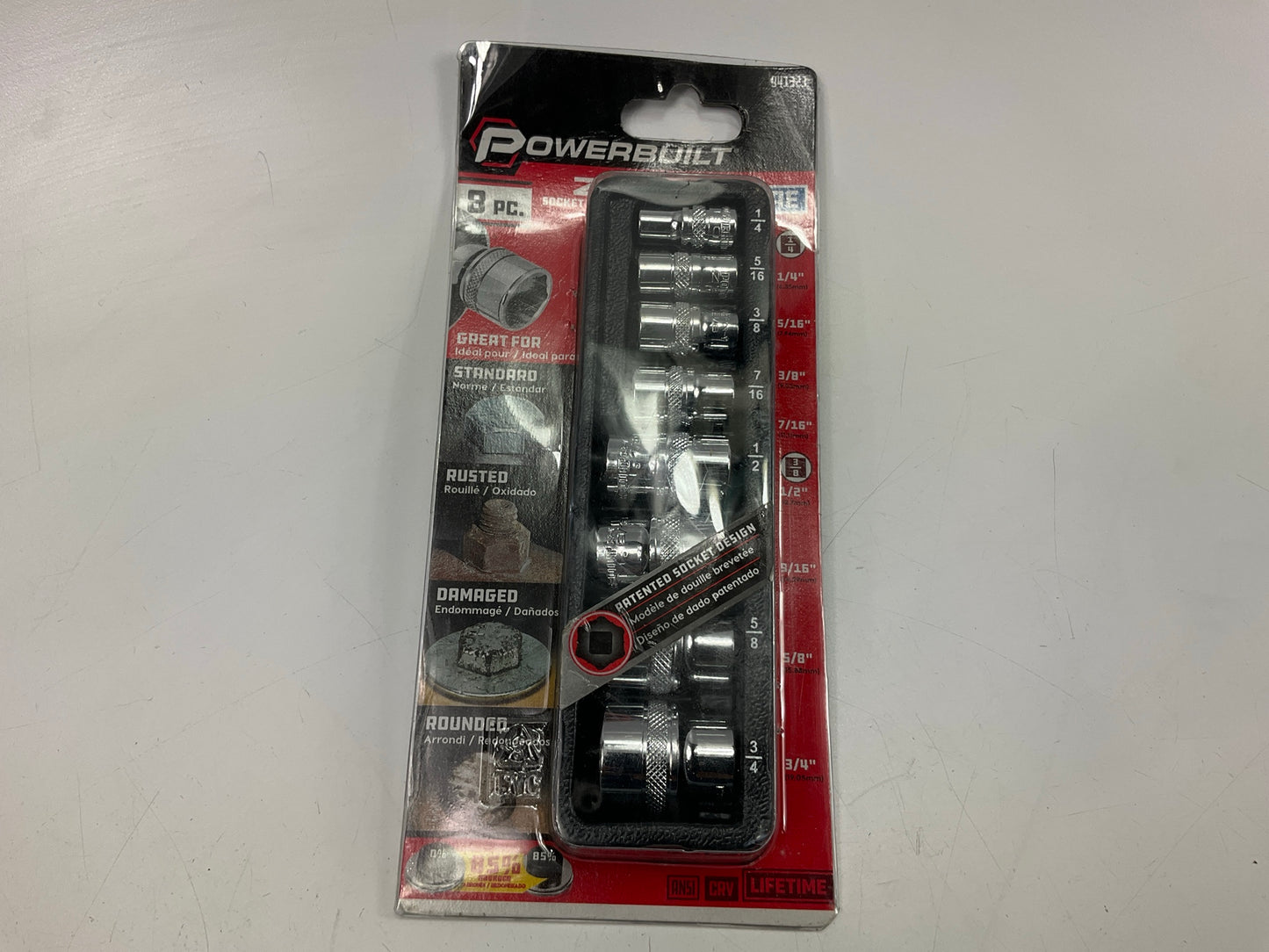 Powerbuilt 941323 8 Piece Zeon SAE Socket Set For Damaged Bolts, 1/4''-3/4'' Sizes