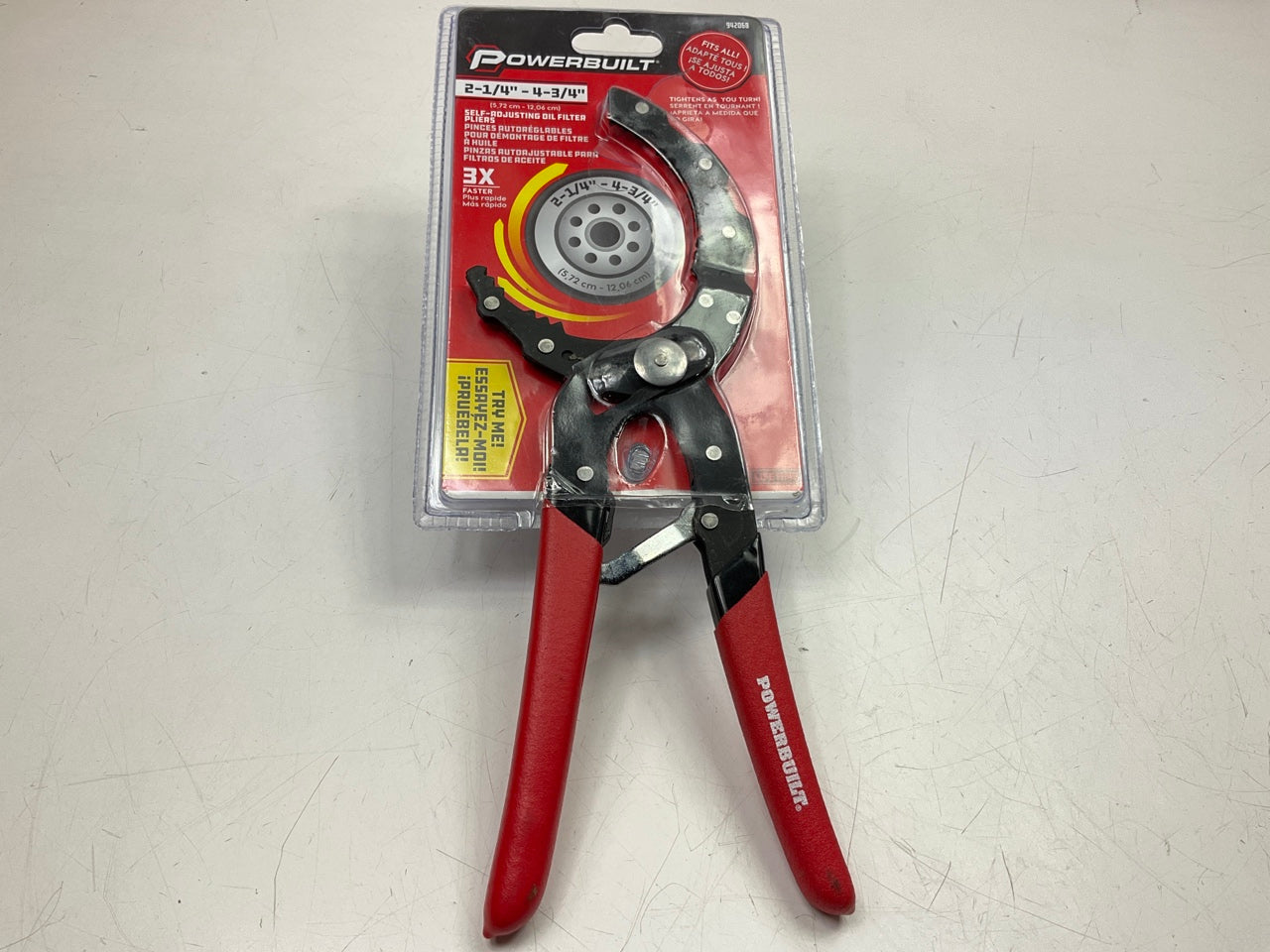 Powerbuilt 942068 Self-Adjusting Oil Filter Pliers, Red