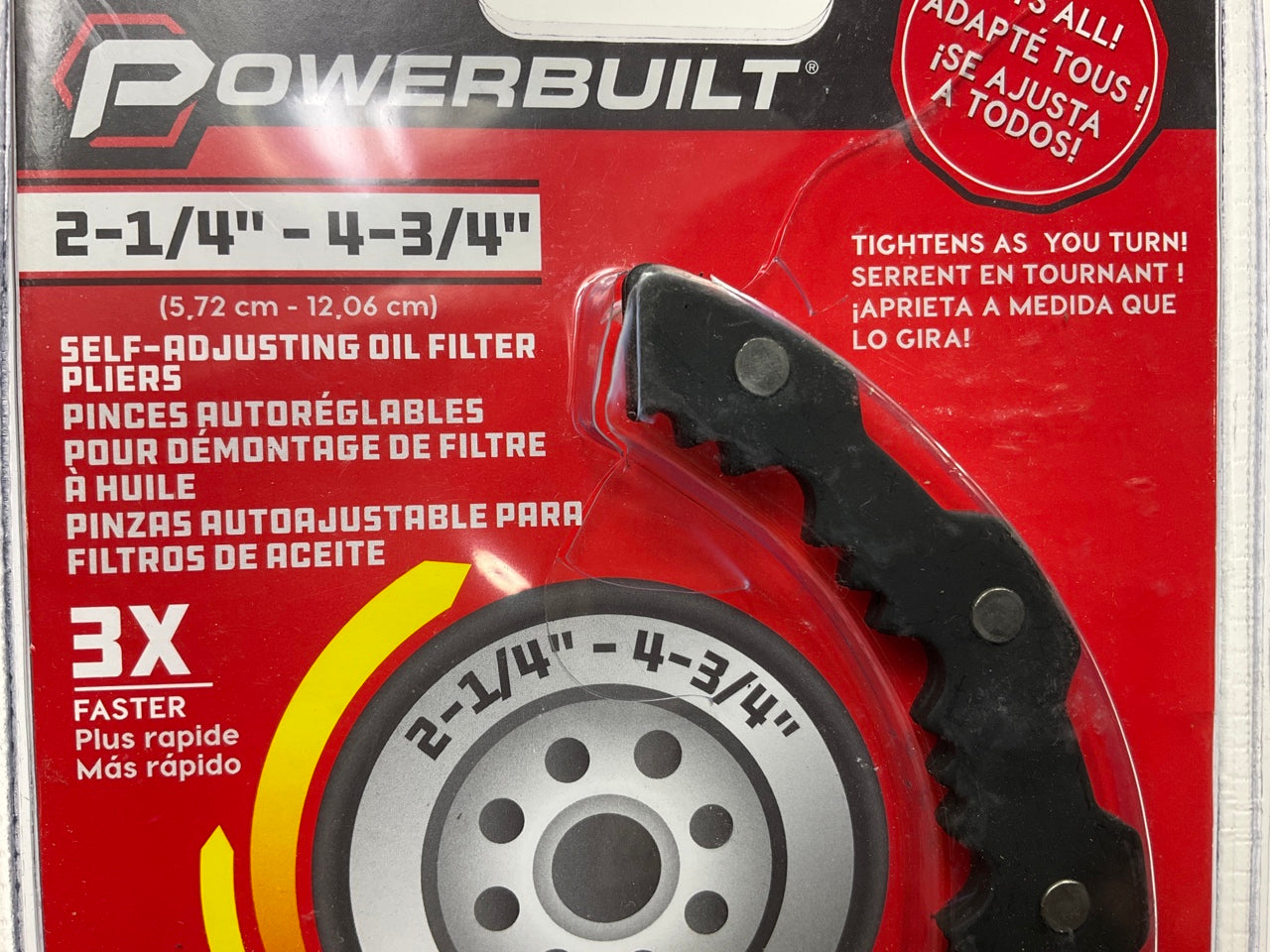 Powerbuilt 942068 Self-Adjusting Oil Filter Pliers, Red