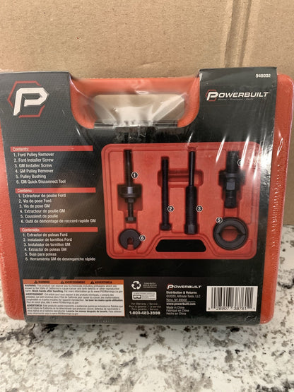 Powerbuilt 948002 Power Steering Pump Pulley Kit 6PC