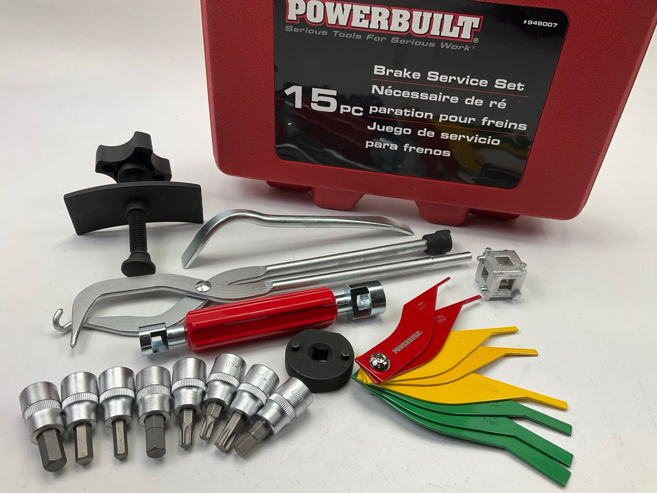 Powerbuilt 948007 Complete Brake Service Tool Set, 15 Piece Brake Piston Tool