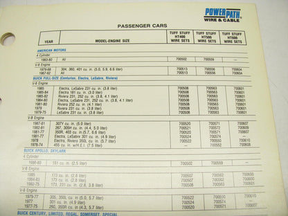 Powerpath TD89-47 Spark Plug Wire Set Catalog & Application Guide - 1989, 19 PGS