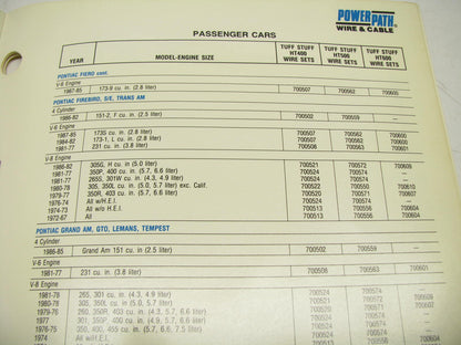 Powerpath TD89-47 Spark Plug Wire Set Catalog & Application Guide - 1989, 19 PGS