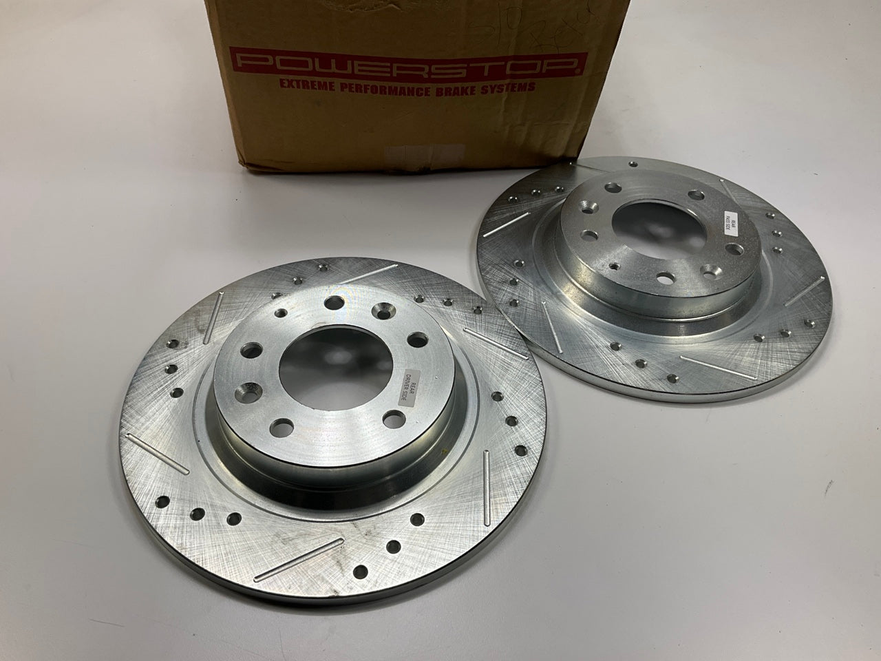 ROTORS ONLY - Powerstop K2451 Rear Slotted & Drilled Disc Brake Rotors