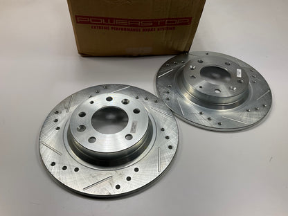 ROTORS ONLY - Powerstop K2451 Rear Slotted & Drilled Disc Brake Rotors