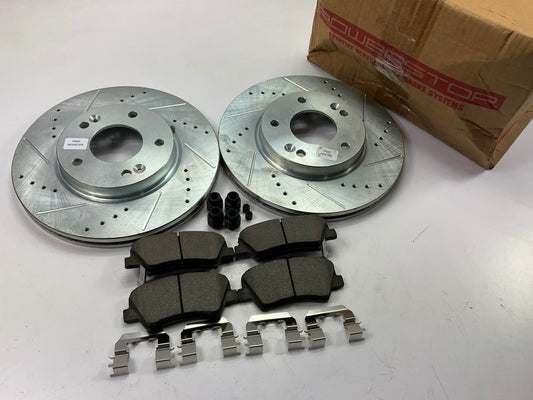Powerstop K6503 Front Ceramic Brake Pad And Drilled & Slotted Rotor Kit
