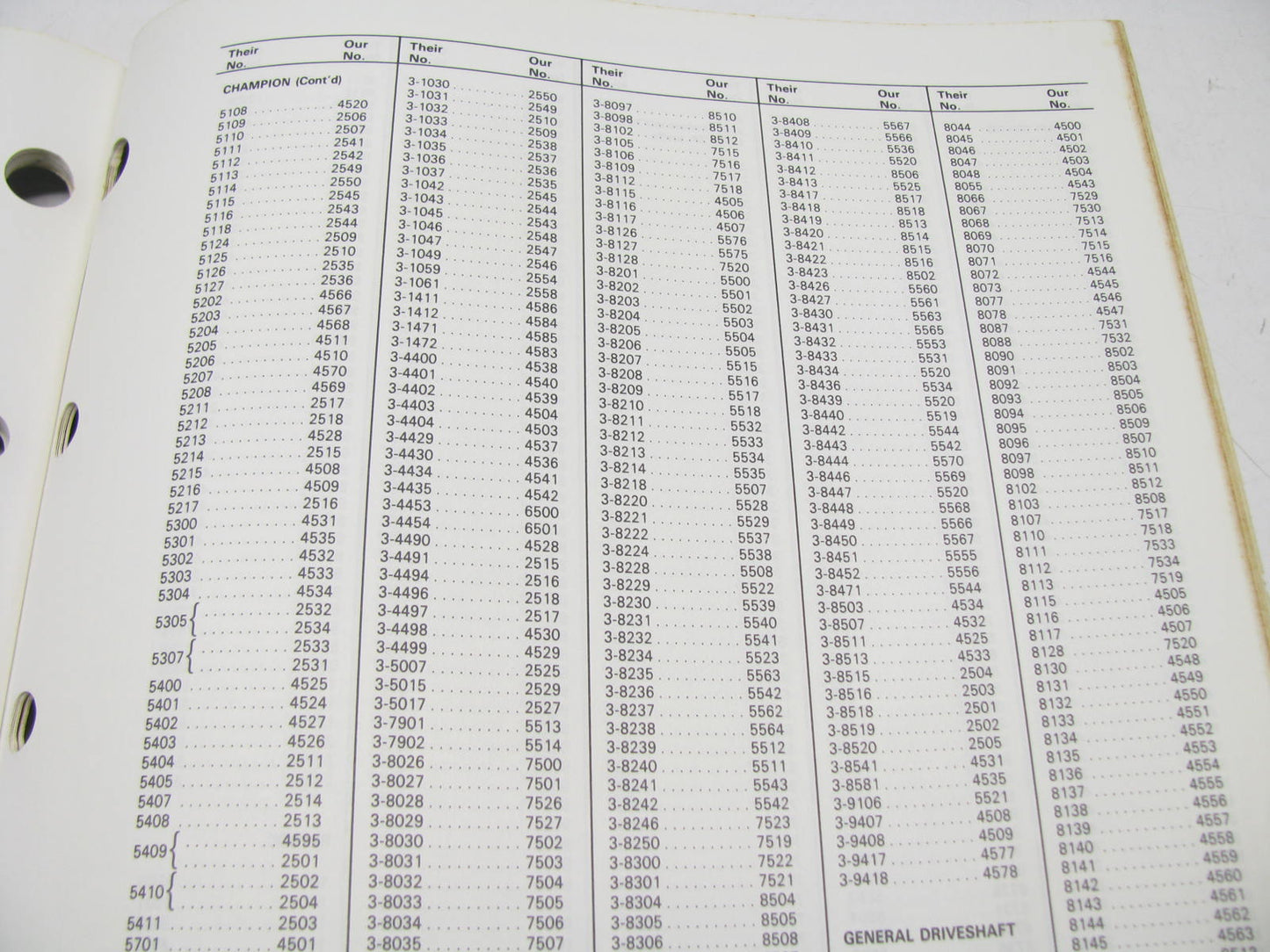 Precision IC89 U-JOINT Universal Joint INTERCHANGE / IDENTIFICATION GUIDE, 1989