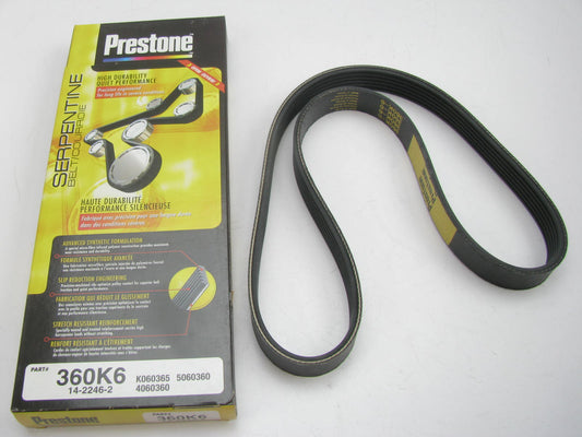 Prestone 360K6 Serpentine Belt - 0.84'' X 37.00'' - 6 Ribs