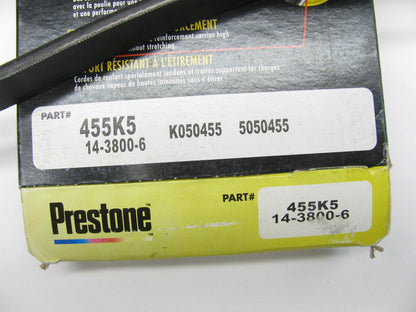 Prestone 455K5 Serpentine Belt - 0.69'' X 45.00'' - 5 Ribs