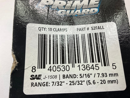 (10) Prime Guard 52FALL Fuel Injector Hose Clamps - Range: 7/32''-25/32''