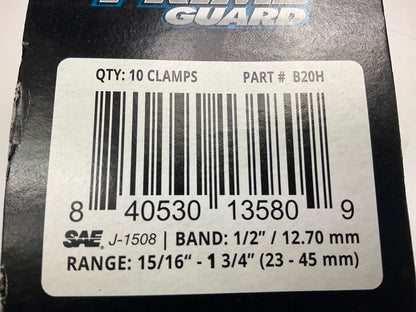 (10) Prime Guard B20H Hose Clamps, Clamping Range: 15/16'' - 1-3/4'' (23mm-45mm)
