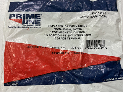 Primeline 7-01891 Ignition Switch  4 Position 5/8 Inch Mounting Stem 5 Terminals