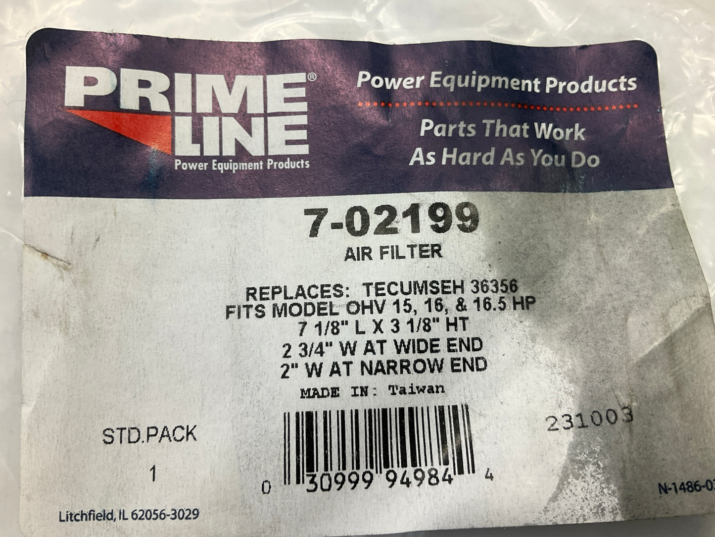 Primeline 7-02199 Oval Air Filter 36356, 100-112, 740055, 740055B, 36357