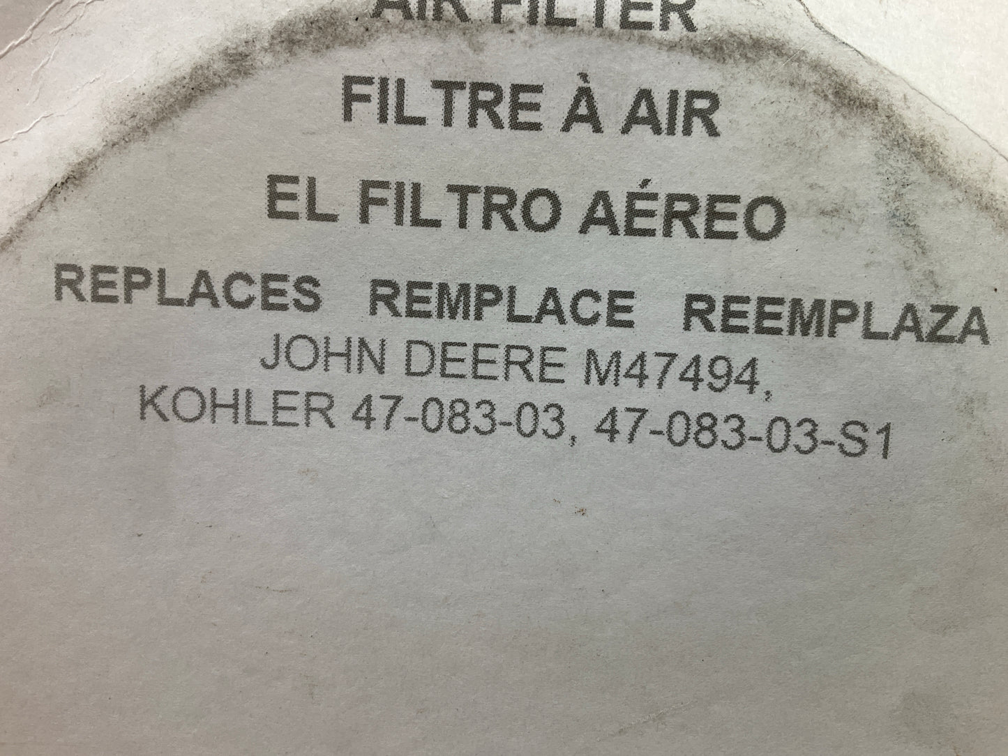 Primeline 7-02201 Air Filter Replaces # M47494, 47-083-03, 47-083-03-S1