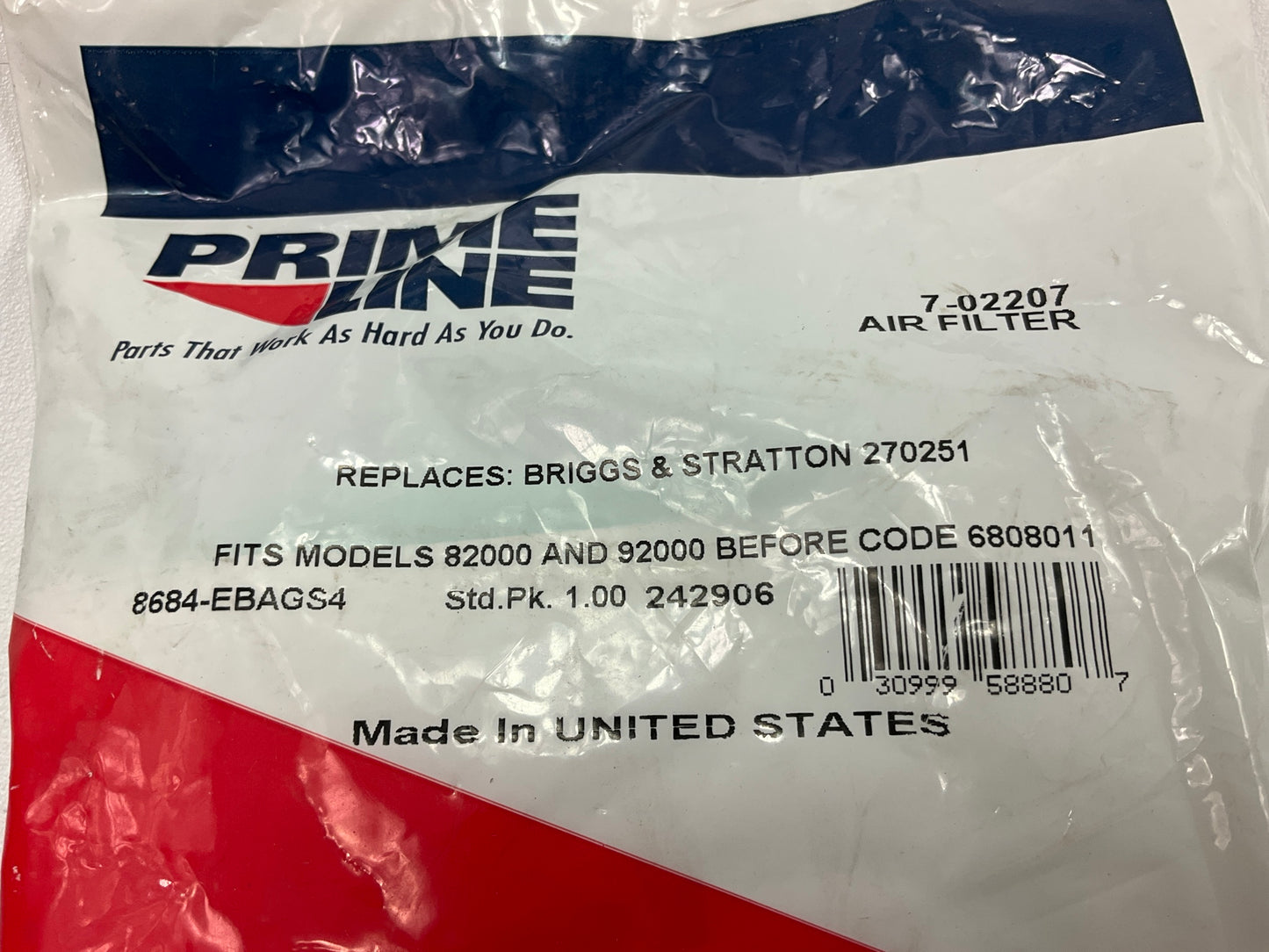 Primeline 7-02207 Rectangle Air Filter 270251, M47949, 30-908
