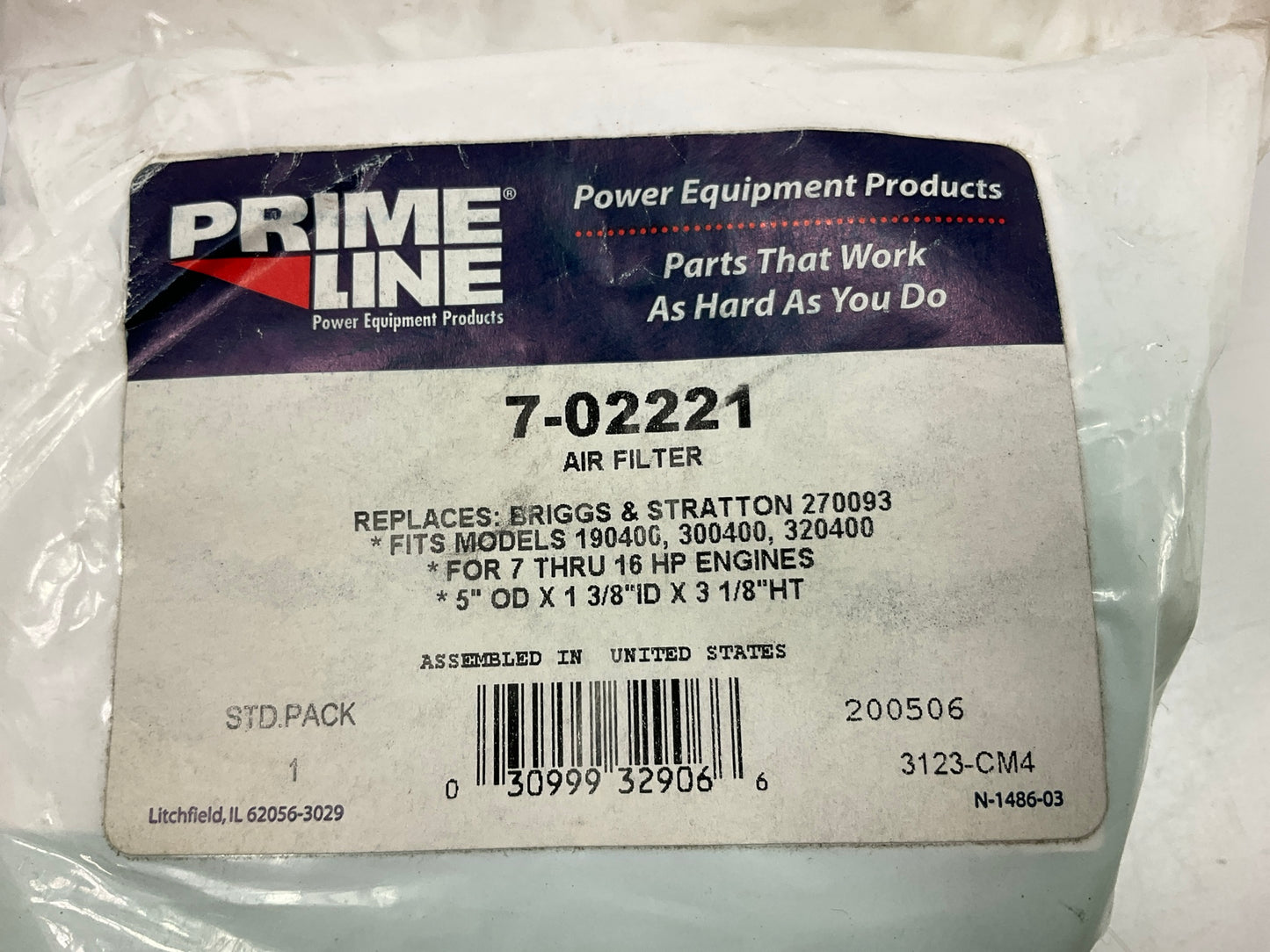Primeline 7-02221 Round, Foam Air Filter 5'' OD X 1-3/8'' ID X 3-1/8'' HT