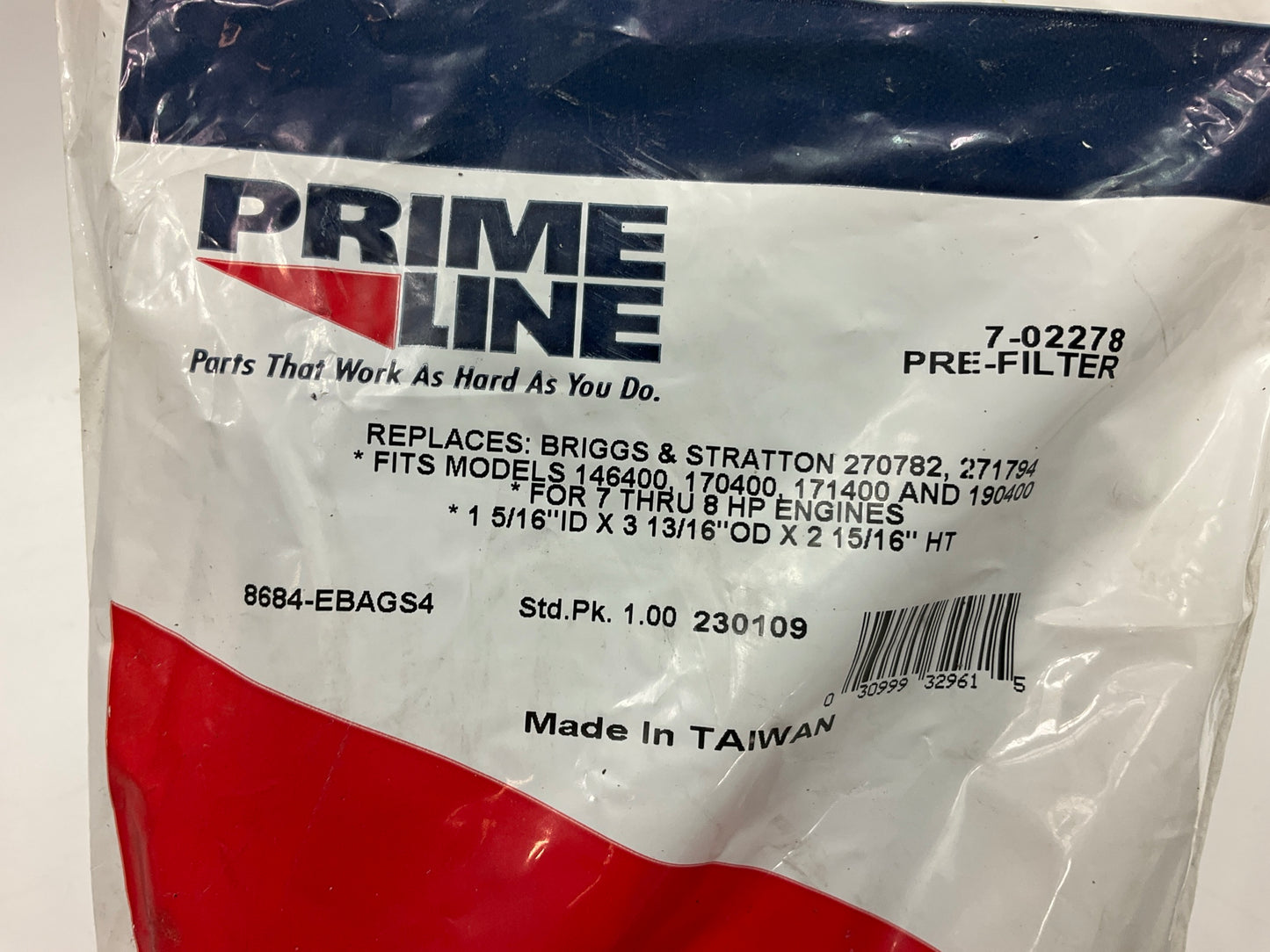 Primeline 7-02278 Round Foam Pre-Filter *1 5/16'' ID X 3 13/16'' OD X 2 15/16'' HT