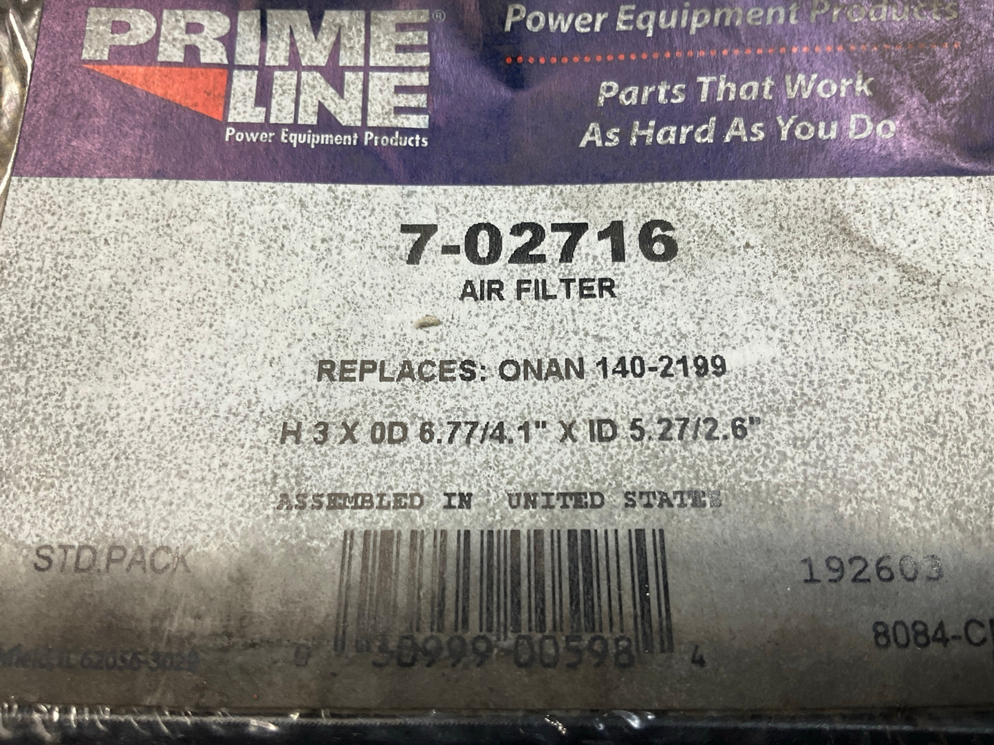 Primeline 7-02716 Paper Air Filter H 3  X OD 6.77 - 4.1''  X  ID 5.27 - 2.6''