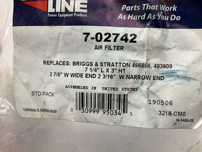 Primeline 7-02742 Engine Air Filter Replaces Briggs & Stratton: 496894, 493909