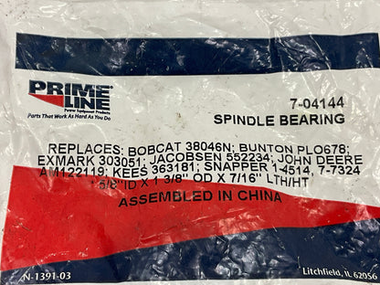 Primeline 7-04144 Spindle Bearing, 5/8'' ID X 1-3/8'' OD X 7/16'' LTH/HT 6202-2RS