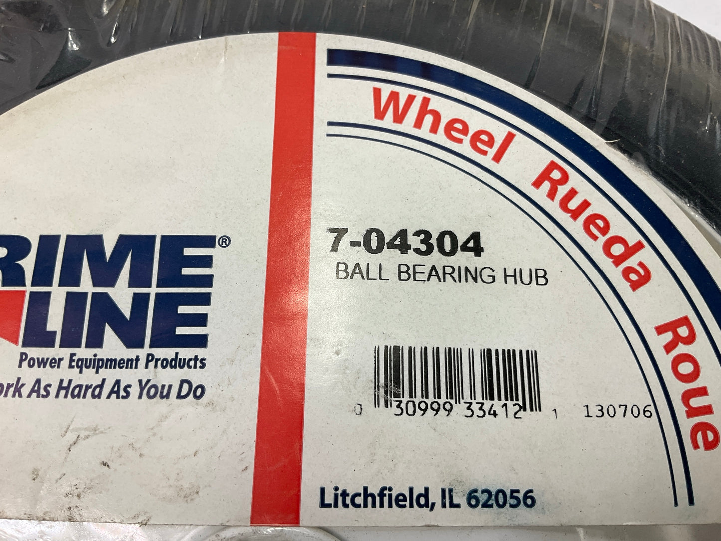 Primeline 7-04304 Steel Wheel 10x1.75 Rib Tread Painted White 1/2'' Bore 2'' Hub