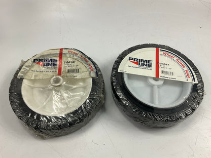 (2) PrimeLine Semi-Pneumatic Lawn Mower Wheel 7''x1.5'' Tire Size, 1/2'' Axle