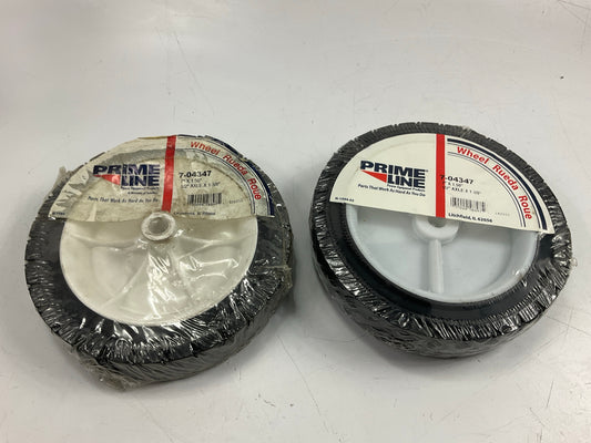 (2) PrimeLine Semi-Pneumatic Lawn Mower Wheel 7''x1.5'' Tire Size, 1/2'' Axle