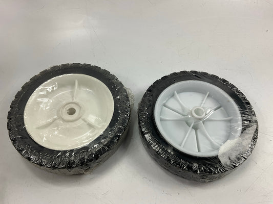(2) PrimeLine Semi-Pneumatic Lawn Mower Wheel 7''x1.5'' Tire Size, 1/2'' Axle