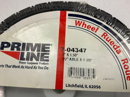 (2) PrimeLine Semi-Pneumatic Lawn Mower Wheel 7''x1.5'' Tire Size, 1/2'' Axle