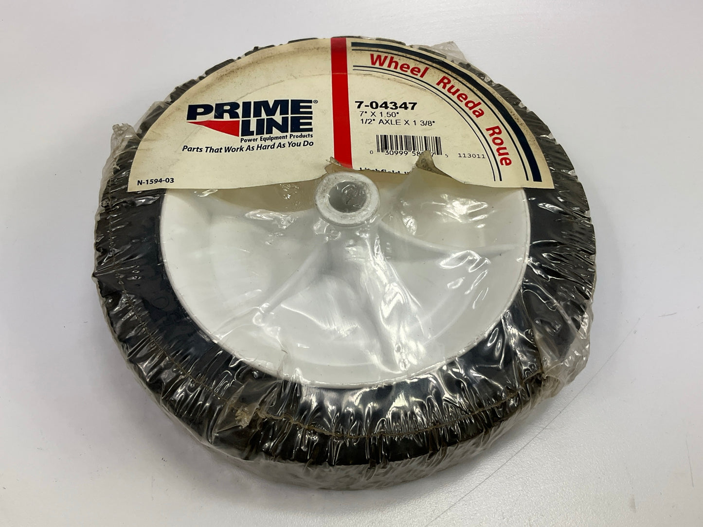 PrimeLine 7-04347 Semi-Pneumatic Lawn Mower Wheel 7''x1.5'' Tire Size, 1/2'' Axle