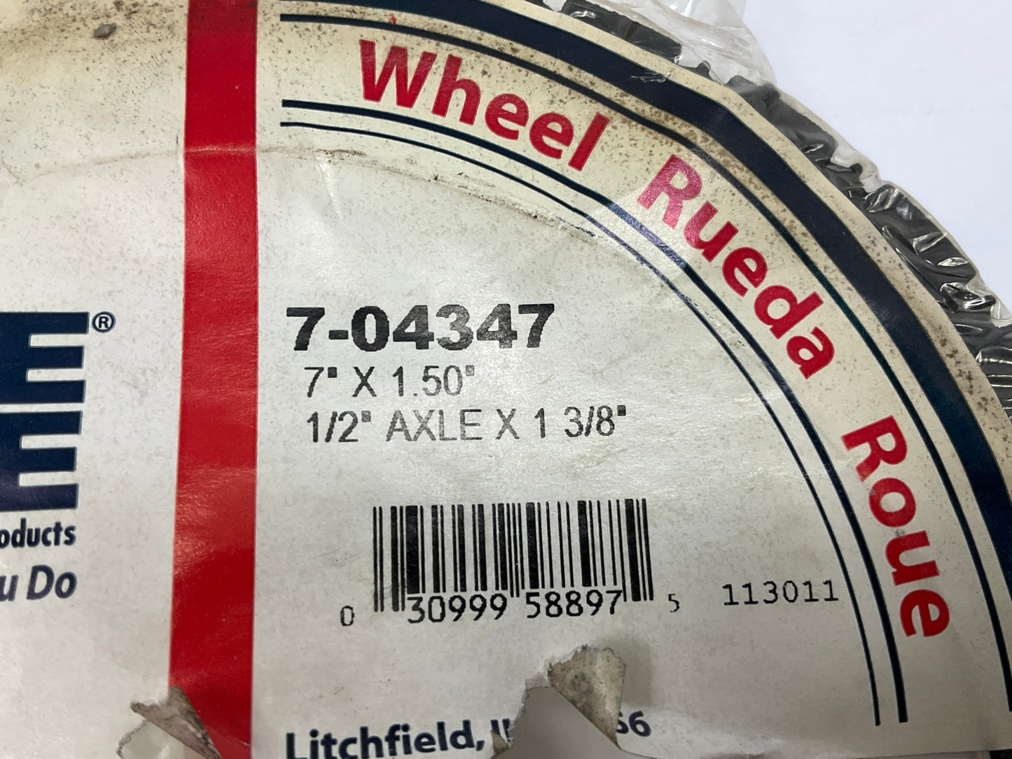 PrimeLine 7-04347 Semi-Pneumatic Lawn Mower Wheel 7''x1.5'' Tire Size, 1/2'' Axle